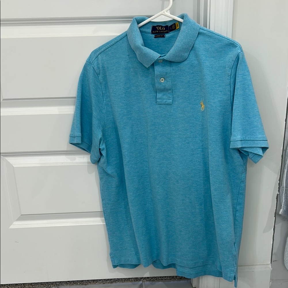 Polo by Ralph Lauren Men's Blue Polo Classic Fit Shirt in Turquoise Nova